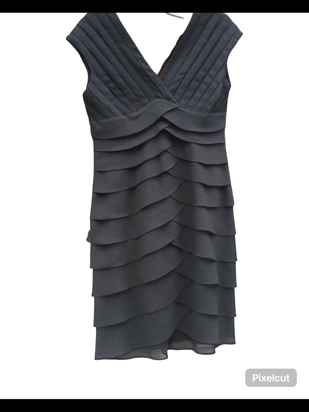 Vintage Scarlett Nite Pleated V-Neck Tiered Midi Dress Size 6 - Picture 2 of 14